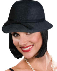 20s Black Flapper Hat