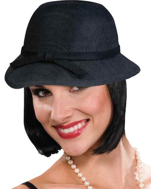 20s Black Flapper Hat