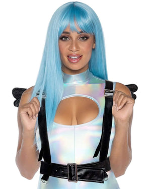 Black Furry Angel Wing Body Harness