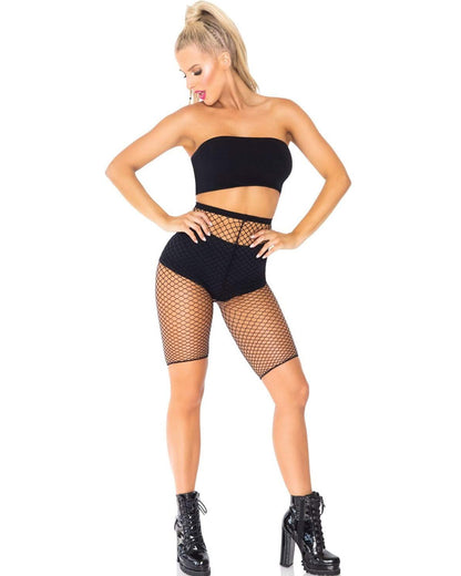 80s Black Industrial Net Biker Shorts
