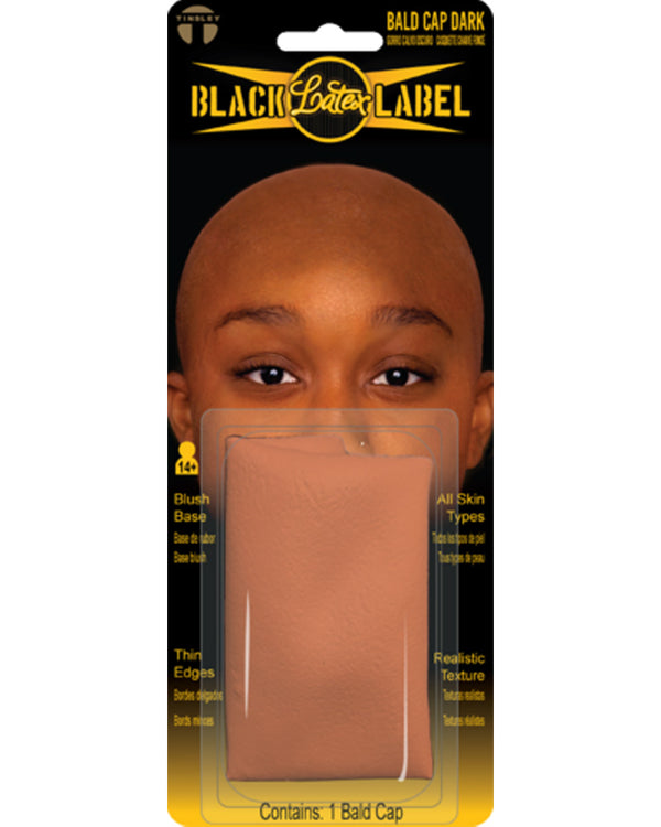 Black Label Dark Brown Bald Cap