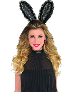 Black Lace Bunny Ears Headband