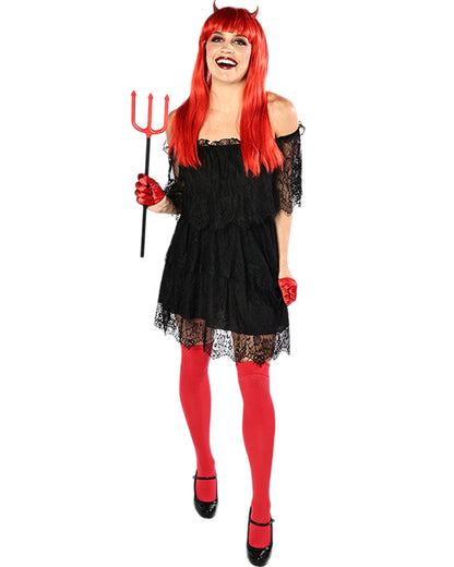 Black Lace Halloween Plus Size Womens Dress