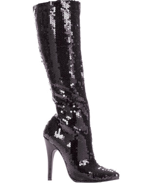 70s Black Metallic Sequin Womens Boots