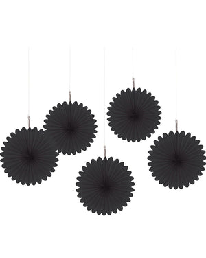 Black Mini Hanging Fan Decorations Pack of 5