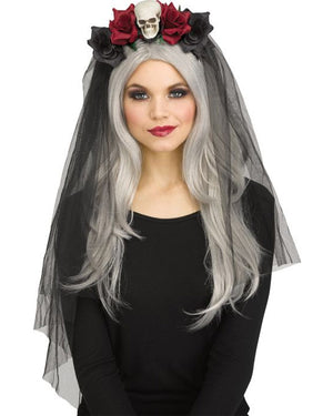 Black Red Horror Bridal Veil