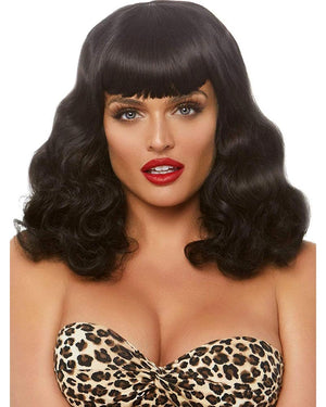 Retro Bangs Short Curly Black Wig