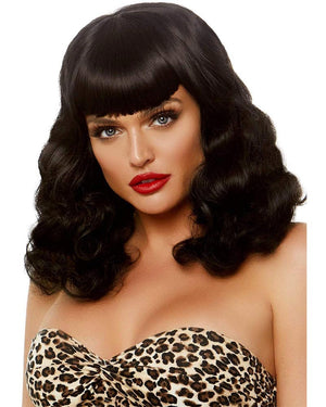 Retro Bangs Short Curly Black Wig