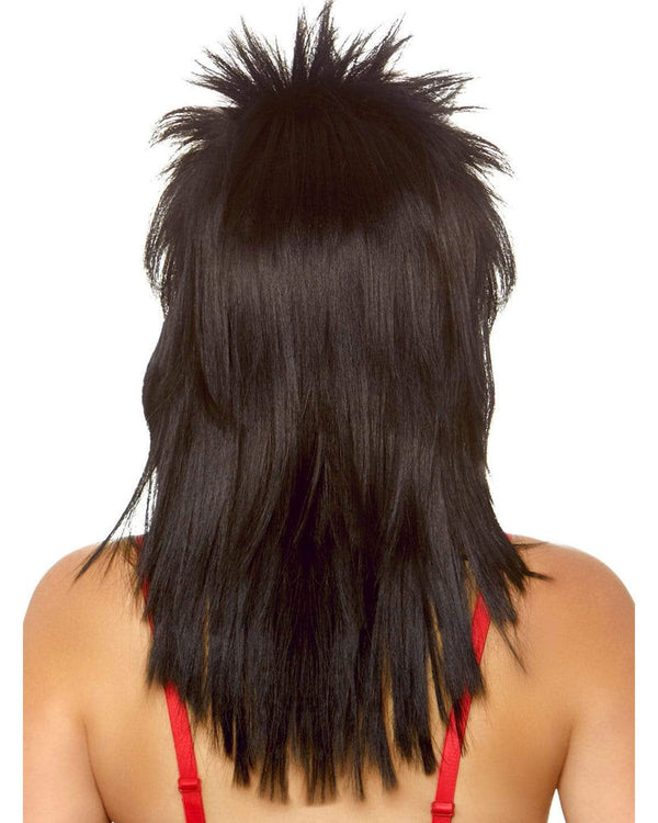 80s Rockstar Long Black Wig