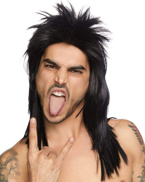 80s Rockstar Long Black Wig