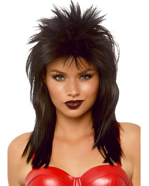 80s Rockstar Long Black Wig