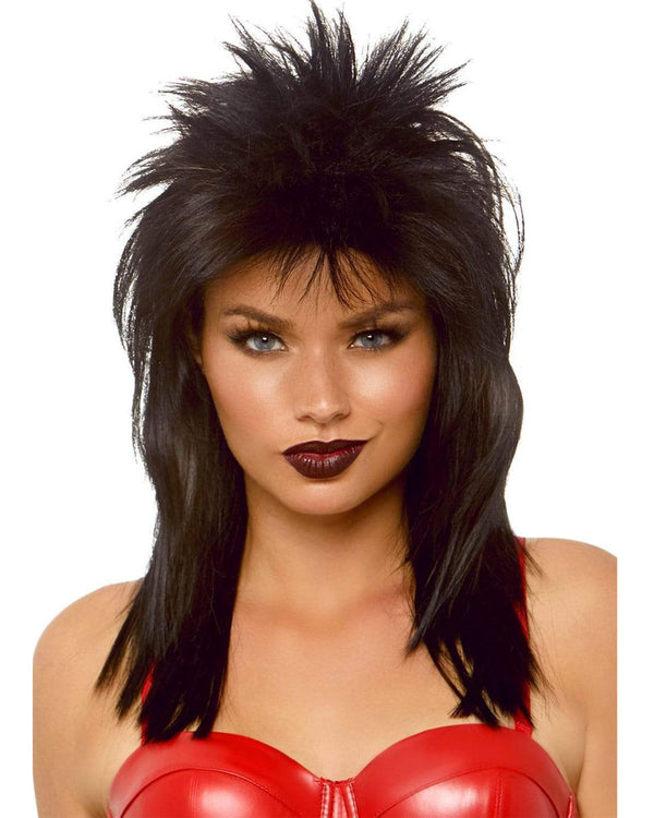 80s Rockstar Long Black Wig