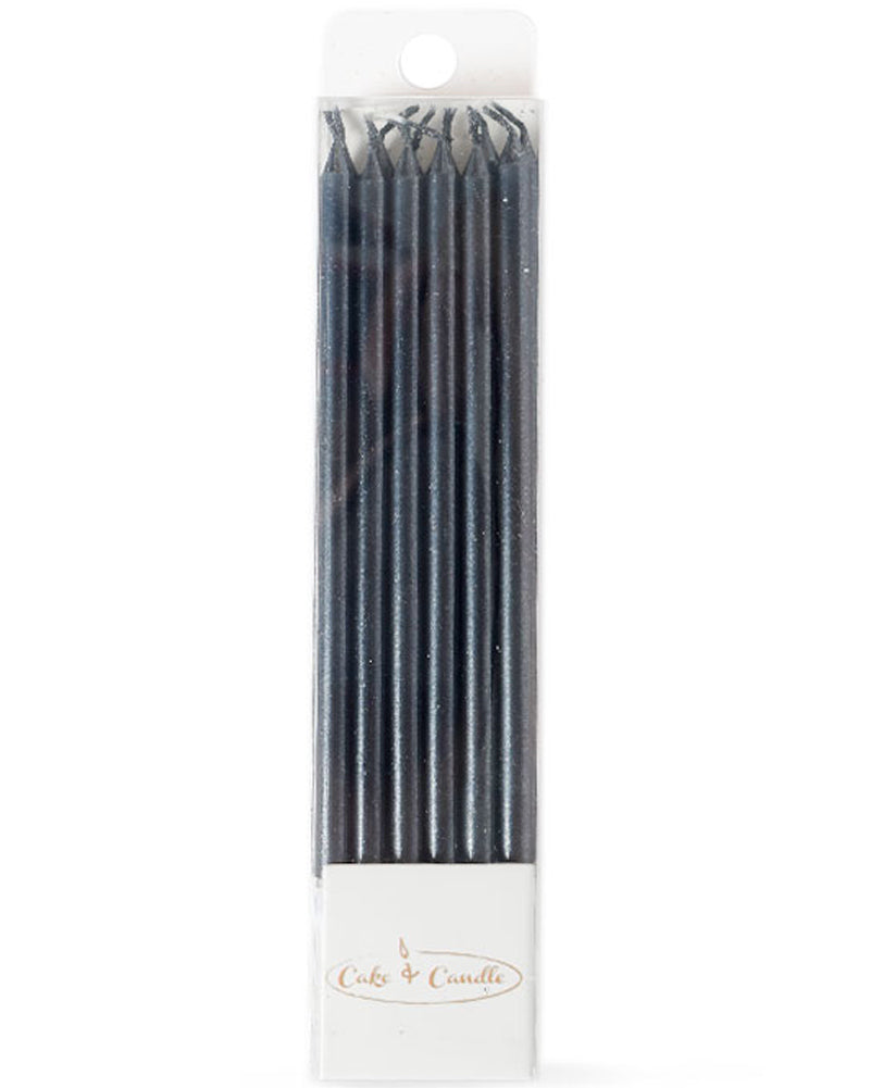 Black Tall 12cm Cake Candles Pack of 12