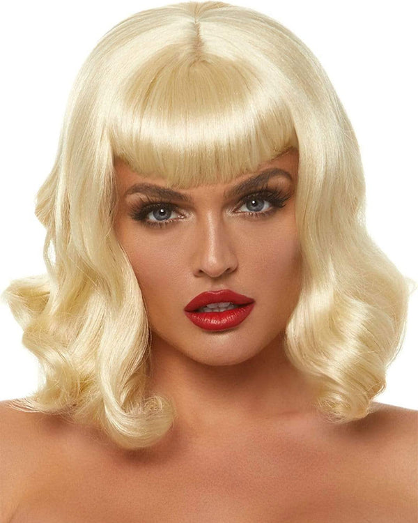 Retro Bangs Short Curly Blonde Wig