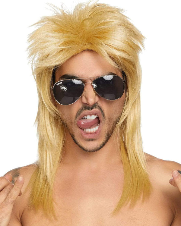 80s Rockstar Blonde Mullet Wig