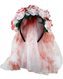 Bloody White Horror Bridal Veil For Halloween
