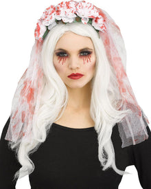 Bloody White Horror Bridal Veil For Halloween