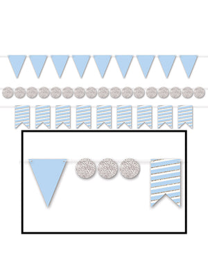 Blue and Silver Mini Banner Kit Pack of 3