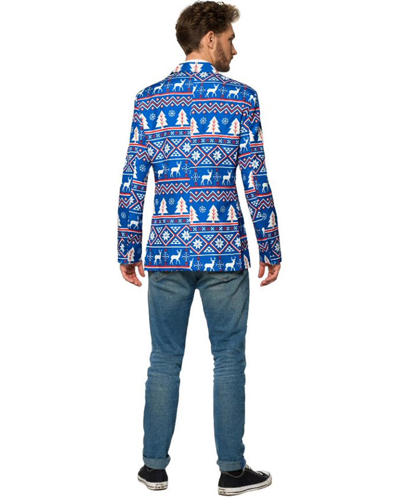 Blue Nordic Christmas Mens Suitmeister Jacket