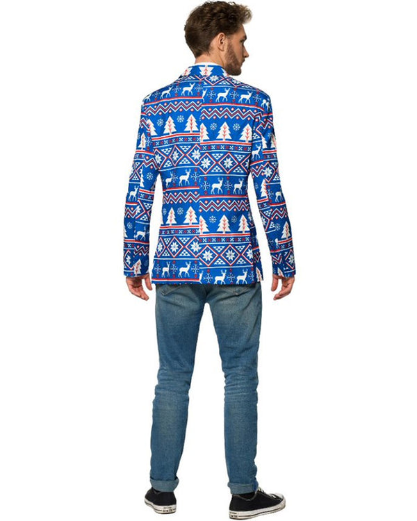 Blue Nordic Christmas Mens Suitmeister Jacket
