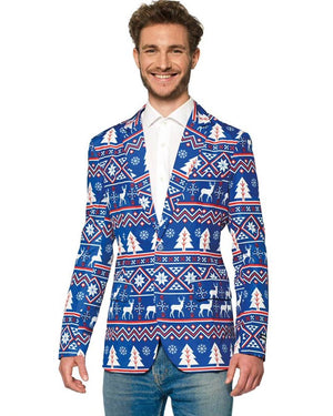 Blue Nordic Christmas Mens Suitmeister Jacket