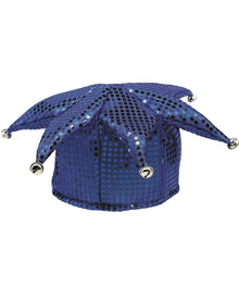 Blue Sequin Jester Hat