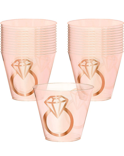 Blush Wedding 266ml Diamond Ring Plastic Tumblers Pack of 30