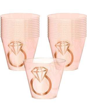 Blush Wedding 266ml Diamond Ring Plastic Tumblers Pack of 30