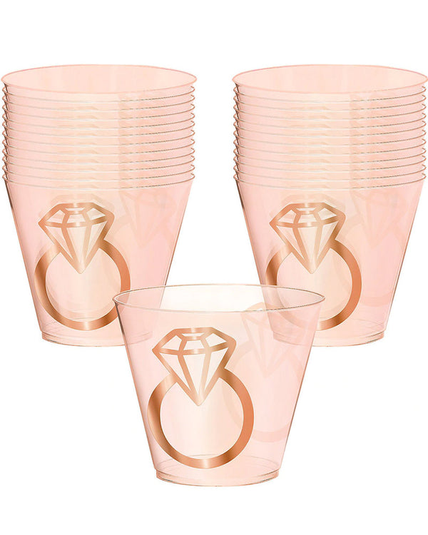 Blush Wedding 266ml Diamond Ring Plastic Tumblers Pack of 30