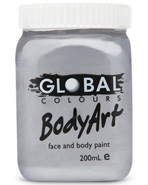BodyArt Metallic Silver Paint Jar 200ml