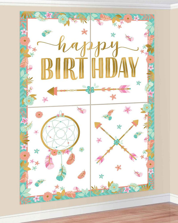 Boho Birthday Girl Scene Setter with Props Pack of 16