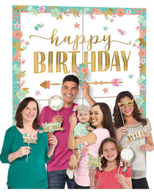 Boho Birthday Girl Scene Setter with Props Pack of 16