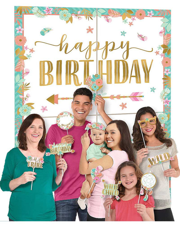 Boho Birthday Girl Scene Setter with Props Pack of 16