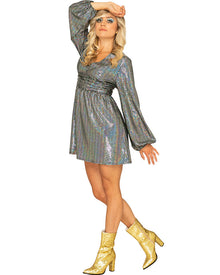 70s Boogie Babe Disco Ball Womens Mini Dress