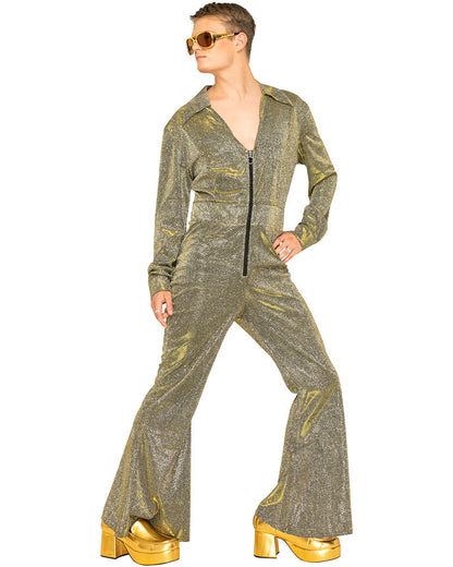 70s Boogie Nights Gold Plus Size Mens Jumpsuit