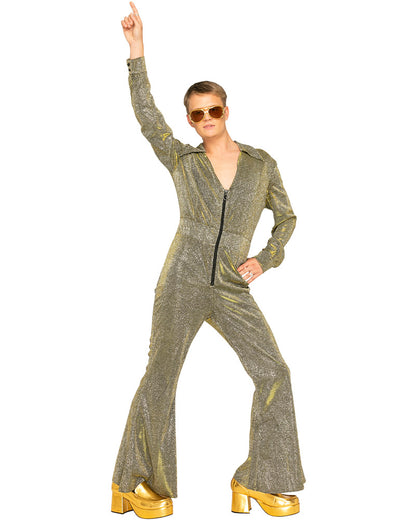 70s Boogie Nights Gold Plus Size Mens Jumpsuit