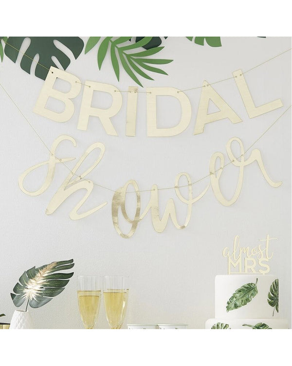 Botanical Hen Party Gold Bridal Shower Bunting