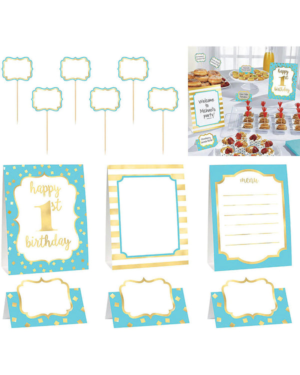 1st Birthday Boy Buffet Decoration Kit Pack of 12