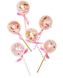 Pink Shimmer Inflatable Confetti Balloon Pops Pack of 6