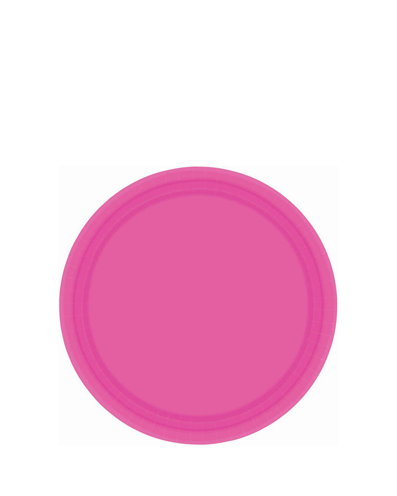 Bright Pink 17cm Round Paper Plates Pack of 20
