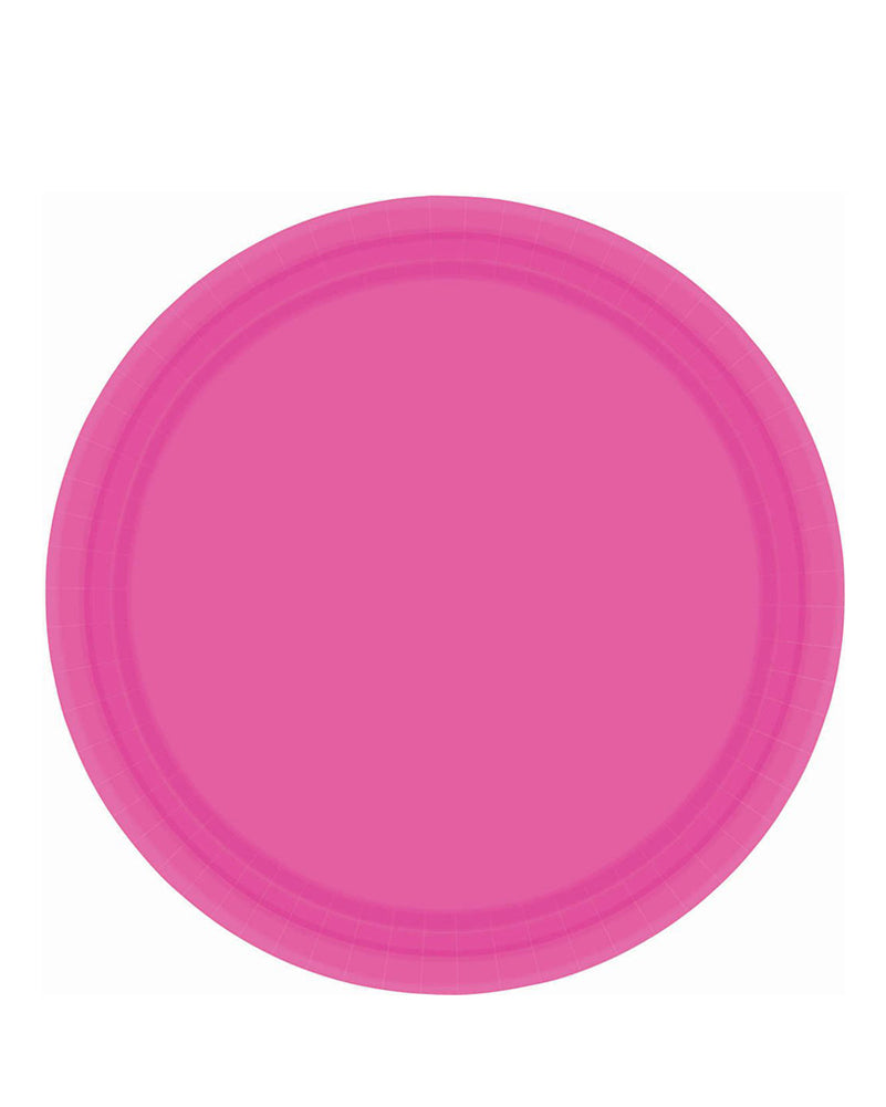 Bright Pink 23cm Round Paper Plates Pack of 20