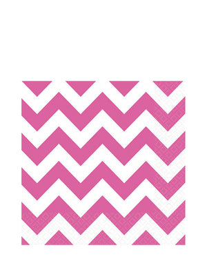 Bright Pink Chevron Lunch Napkins Pack of 16
