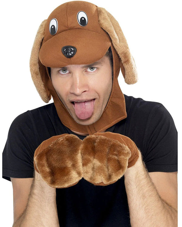 Brown Dog Hood and Gloves Set