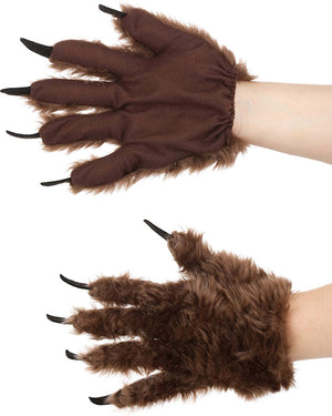 Brown Wolf Paw Adult Gloves