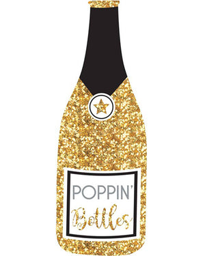 Bubbly Jumbo Gold Glittered Bottle 80cm Photo Prop