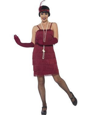 20s Burgundy Red Flapper Womens Costume