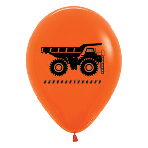 Sempertex 30cm Construction Trucks Fashion Orange Latex Balloons, 25PK Pack of 25