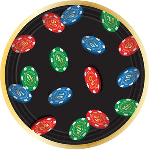 Roll The Dice Casino Round Paper Lunch Plates 7in/ 17cm Pack of 8