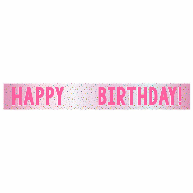 Banner Happy Birthday Pink Add-An-Age Foil 1.8m