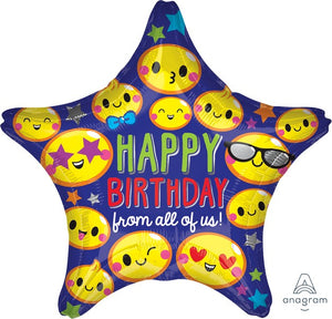 45cm Standard XL Happy Birthday From All Of Us Star Balloon